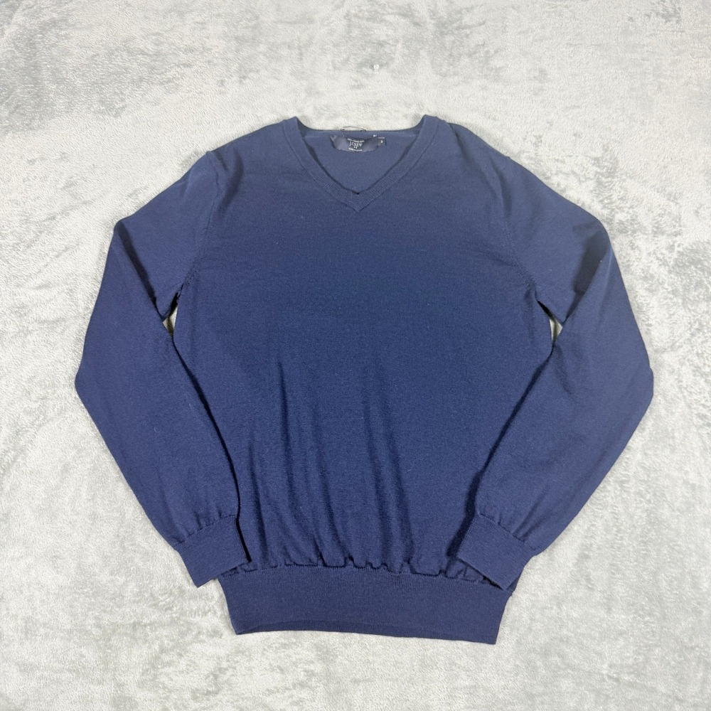 J.Crew Mens Medium Sweater Slim Merino Wool V-Neck Navy Blue